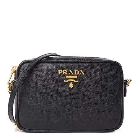 PRADA Saffiano Mini Camera Crossbody Bag Black